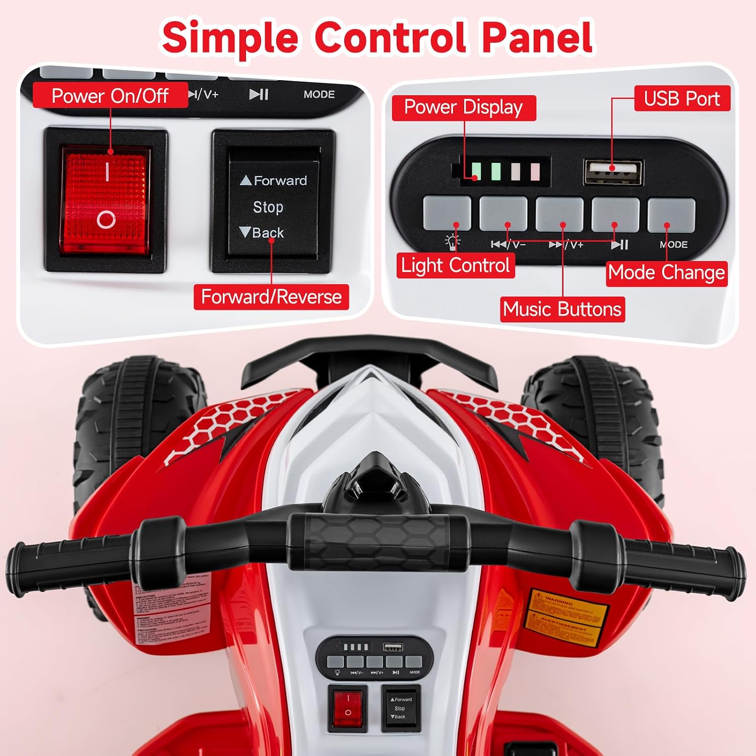 OLAKIDS 12V Kids ATV Quad, Electric Vehicle Battery Powered Ride On Toys for Boys Girls Ages 3+