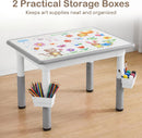 Olakids Kids Table and 4 Chairs Set, Height Adjustable Children Activity Desk for Learning Dining Arts Crafts