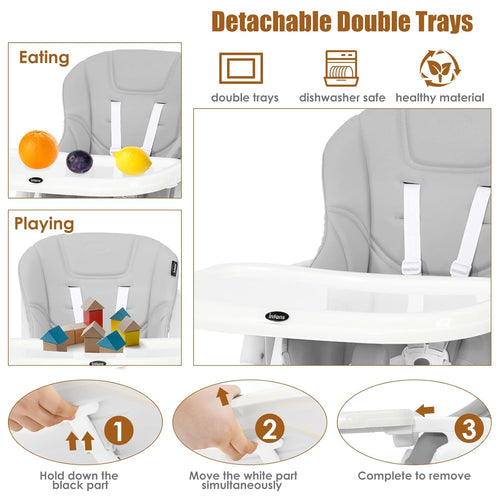 INFANS 4 in 1 High Chair–Booster Seat, Convertible Highchair, Installation-Free,Simple Fold for Baby, Infant& Toddler