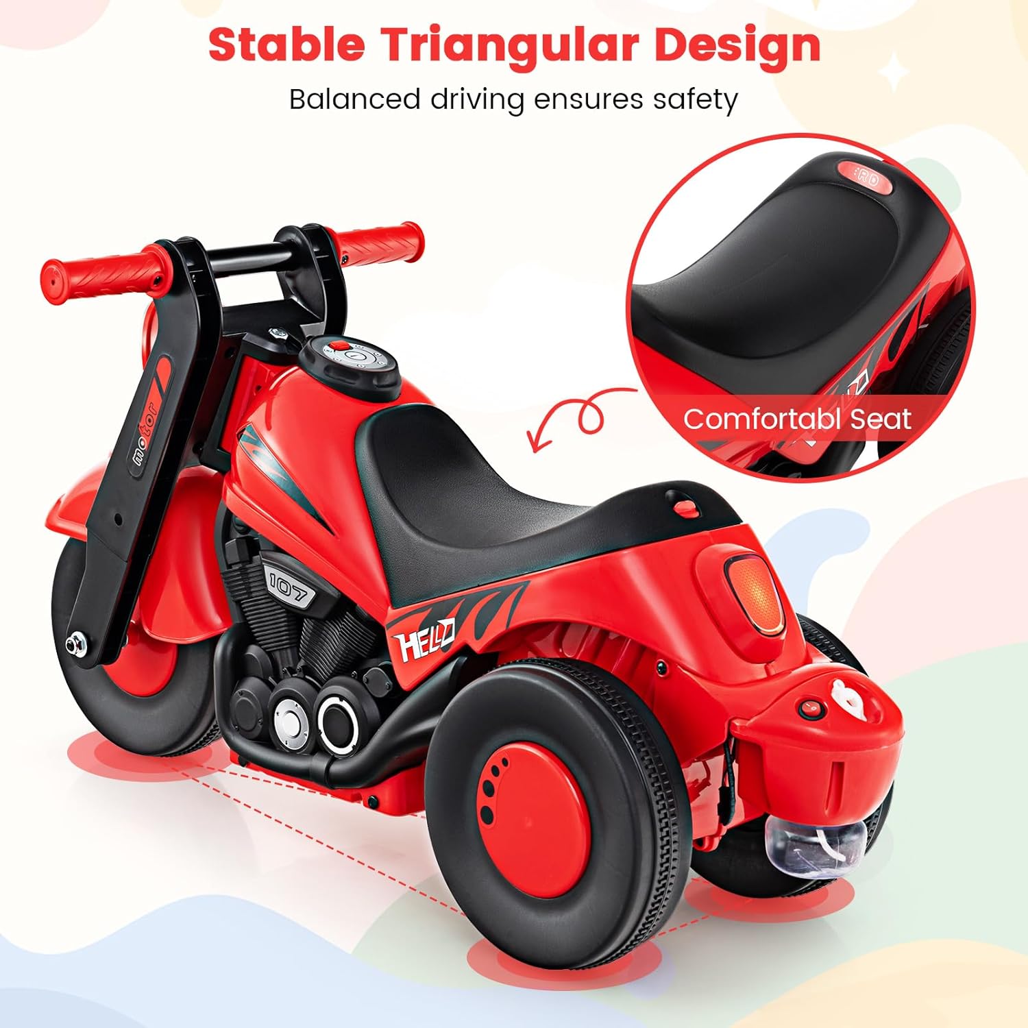 OLAKIDS Ride on Push Car, Foot-to-Floor Sliding Car for Toddlers Kids Motorcycle for Boys Girls Aged 3-5 Years