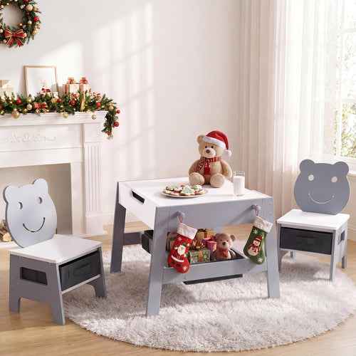 OLAKIDS Kids Table and Chair Set, 4 in 1 Wooden Activity Desk