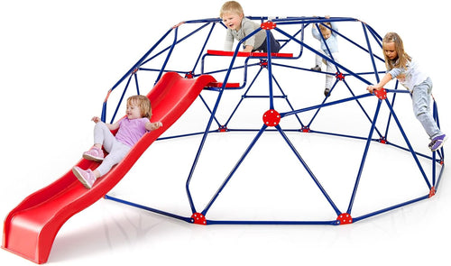 Olakids Climbing Dome with Slide, Kids Outdoor Jungle Gym Geometric Dome Climber