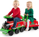 OLAKIDS 6V 2-Seater Ride on Train with Carriage, Storage, Train Whistle, Music, Lights for 18 Months+