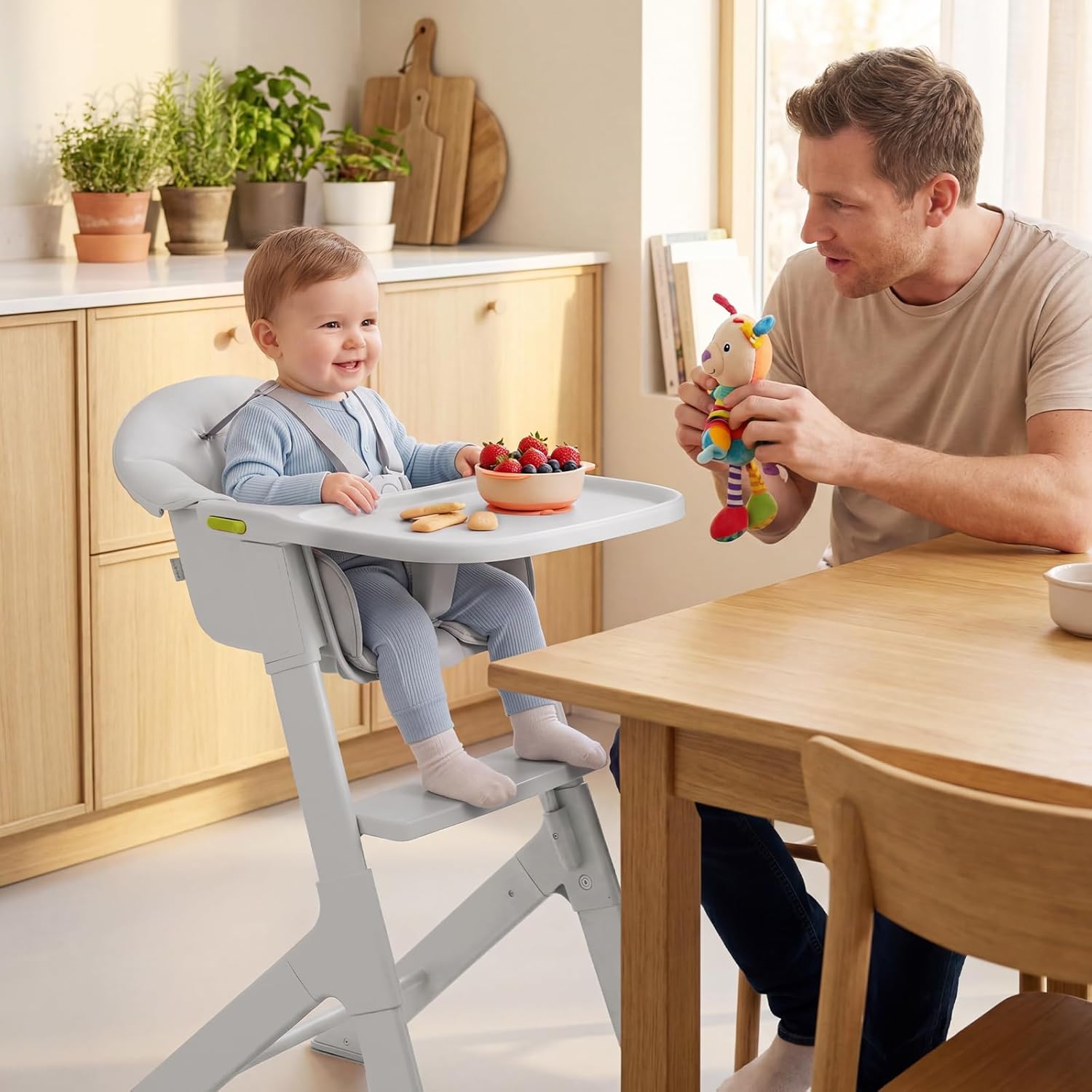 INFANS Washable Baby High Chair, Adjustable Tray, Lightweight, 5-Point Harness, for 6-36 Months Toddlers