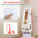 OLAKIDS Kids Jewelry Armoire Cabinet, 360° Swivel Lockable Standing Makeup Organizer