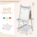 OLAKIDS Easel for Kids, 3 in 1 Adjustable Painting Art Board, Foldable Double-Sided Wooden Drawing Chalkboard Magnetic Whiteboard