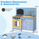 OLAKIDS Wooden Outdoor Mud Kitchen with Sink, Chalkboard & Stove for Kids