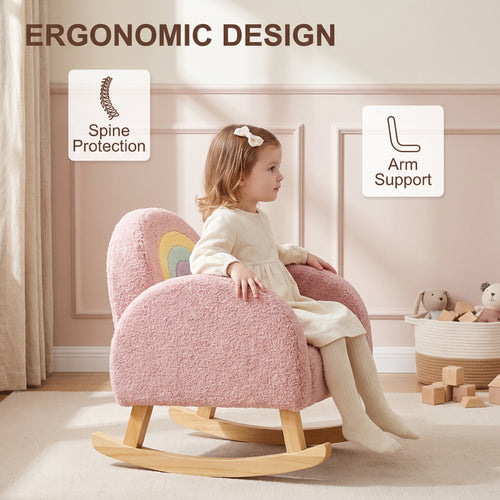 OLAKIDS Kids Sofa, Toddler Rocking Chair with Solid Wooden Frame, Anti-Tipping Design, Plush Fabric, Children Armchair