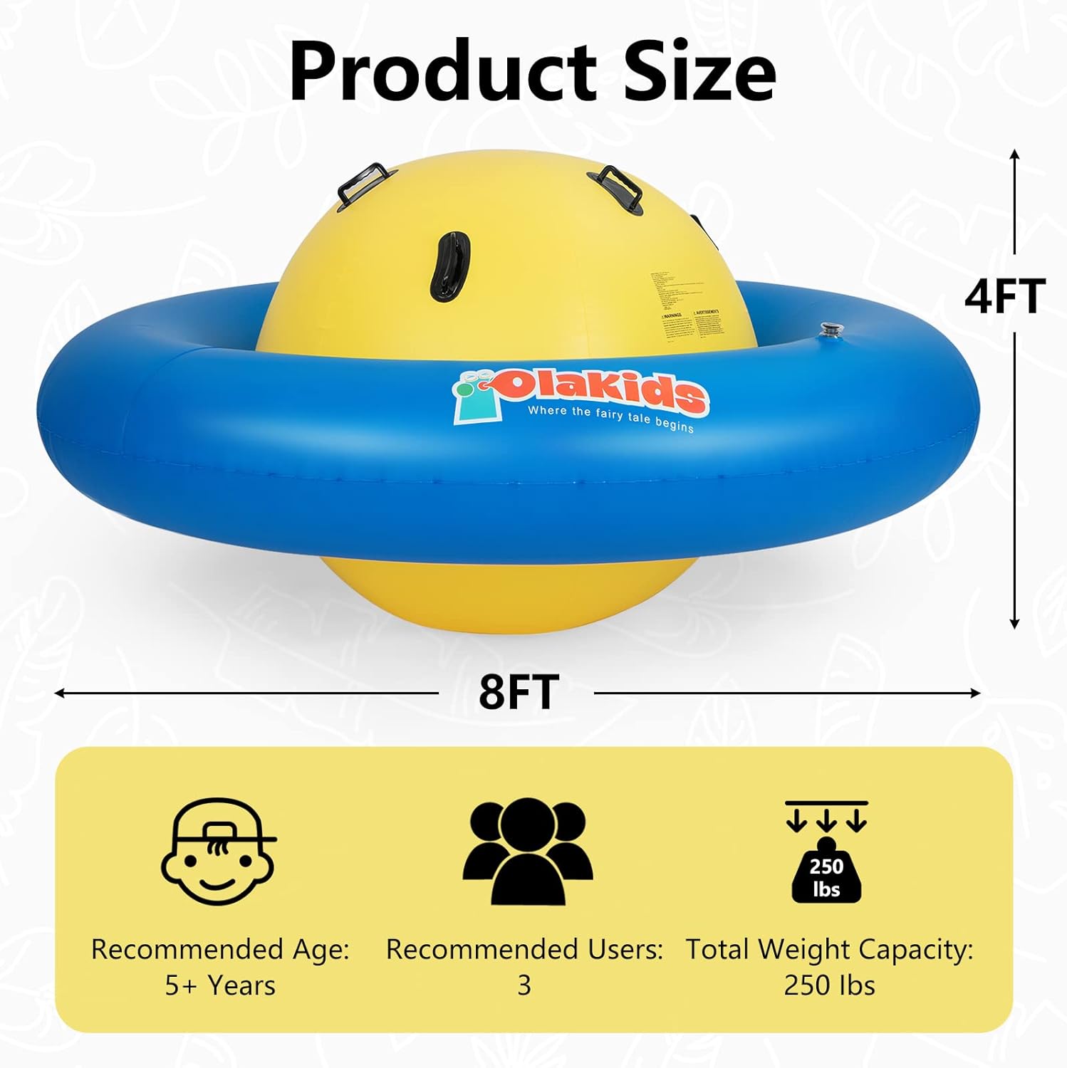 Olakids 8FT Inflatable Dome Rocker Bouncer Outdoor Kids Seesaw & Play Center