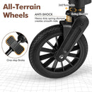 INFANS Wagon Stroller for 2 Kids, Collapsible Adjustable Push Pull Handle Bar, 2 Seater Stroller Wagon