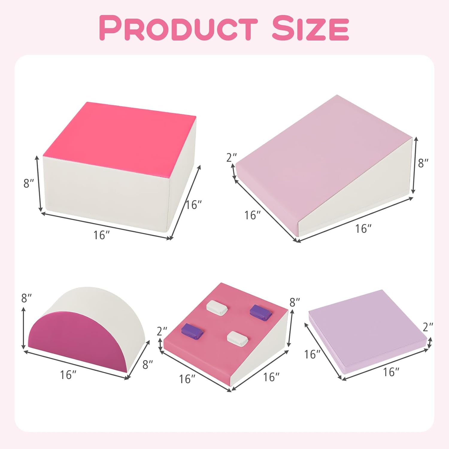 Olakids Climbing Toys for Toddlers, 6 Pieces Baby Foam Blocks Soft Play Set with PU Leather
