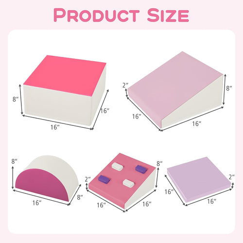 Olakids Climbing Toys for Toddlers, 6 Pieces Baby Foam Blocks Soft Play Set with PU Leather