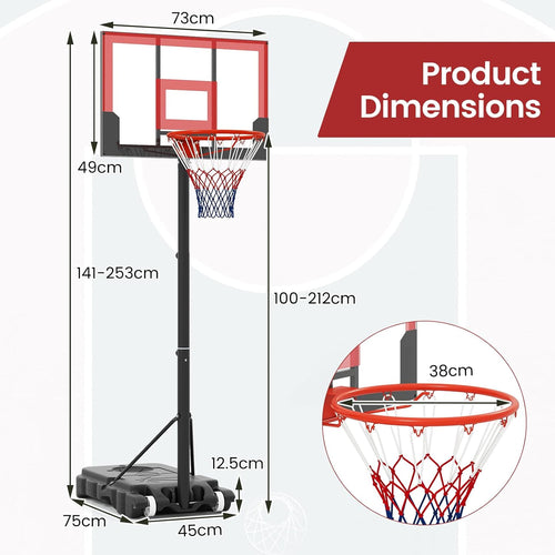 OLAKIDS Basketball Hoop Outdoor, Portable 3.3-7 FT Height Adjustable Goal System