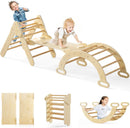 Olakids Pikler Triangle Set 7 in 1 Climbing Toys for 1-3 Inside Foldable Wood Montessori Jungle Gym