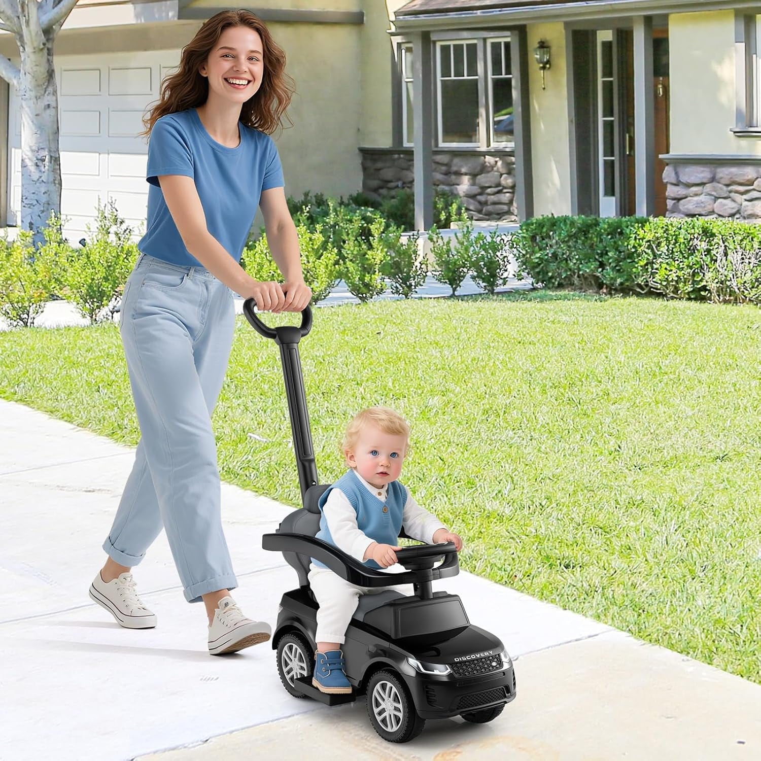 OLAKIDS Licensed Land Rover Push Car for Toddlers 3 in 1 Baby Stroller Sliding Walking Car