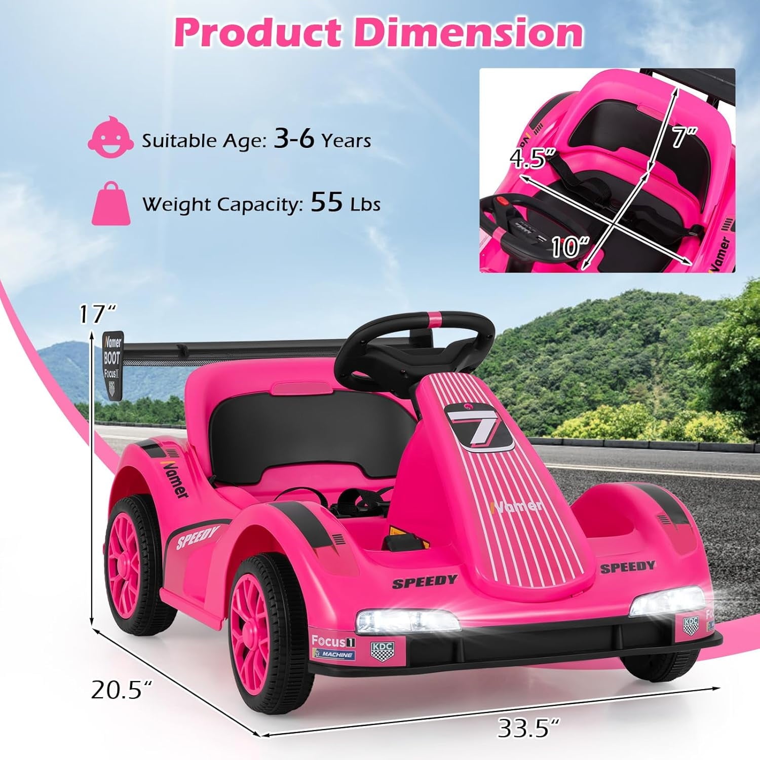 OLAKIDS Electric Go Kart for Kids, 6V Battery Powered Drift Kart for Boys Girls Aged 3+
