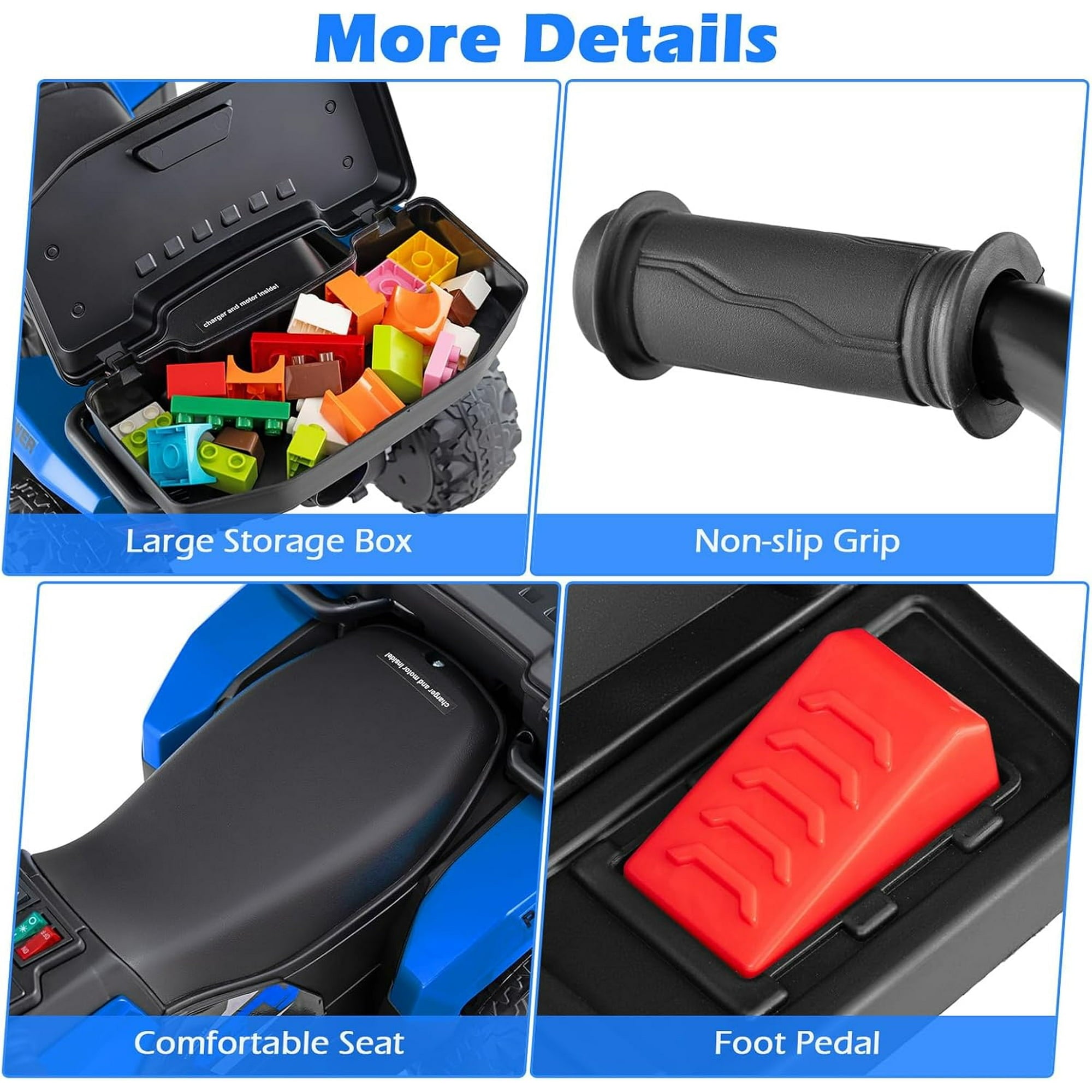 OLAKIDS Kids ATV with Spray Function, Remote Control, Storage Trunk, 6V Electric Toddler Ride on Toy