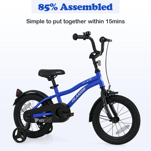 Olakids Kids Bike 12-18 Inch with Training Wheels, Dual Brakes, Adjustable Seat & Handlebar for Boys Girls