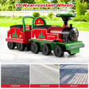 OLAKIDS 6V 2-Seater Ride on Train with Carriage, Storage, Train Whistle, Music, Lights for 18 Months+