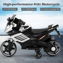 OLAKIDS 6V Kids Motorcycle with Training Wheels, Horn, Music, Headlight for Boys Girls Aged 3+ Years (White)