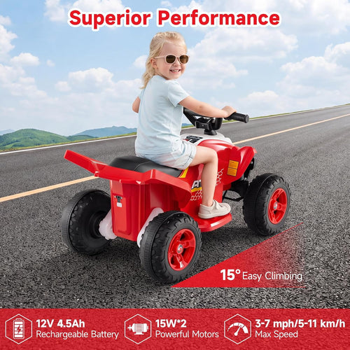 OLAKIDS 12V Kids ATV Quad, Electric Vehicle Battery Powered Ride On Toys for Boys Girls Ages 3+