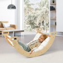 OLAKIDS Wooden Arch Climber Rocker with Soft Cushion, 4 in 1 Montessori Climbing Ladder Toys for Toddlers