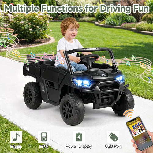 OLAKIDS Ride on Dump Truck, 12V Kids Electric Car with Remote Control  for Toddlers 3+ Years