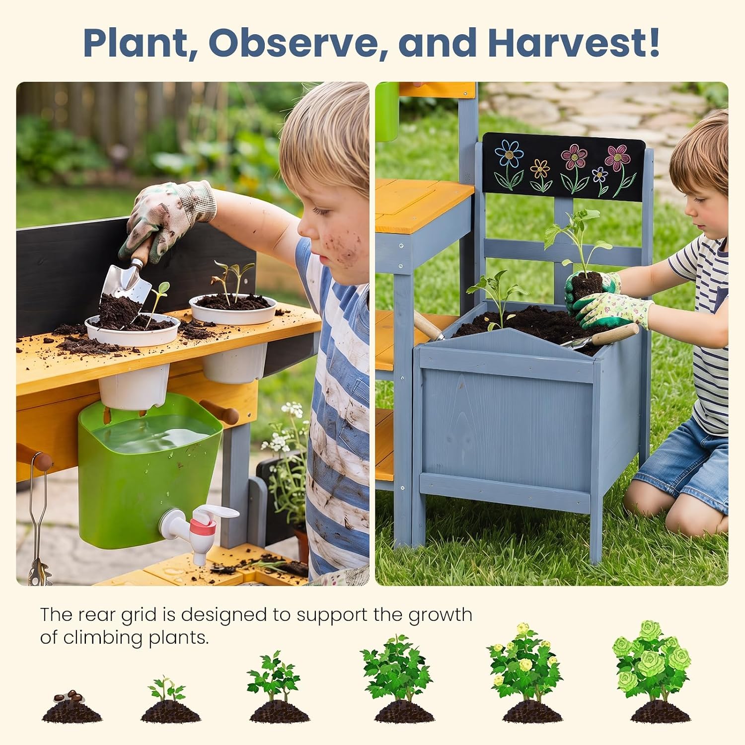 OLAKIDS Mud Kitchen for Kids Outdoor Play Sensory Toys for Toddlers Ages 3+