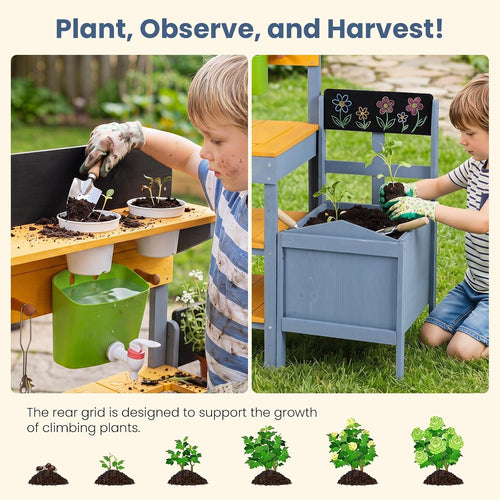 OLAKIDS Mud Kitchen for Kids Outdoor Play Sensory Toys for Toddlers Ages 3+