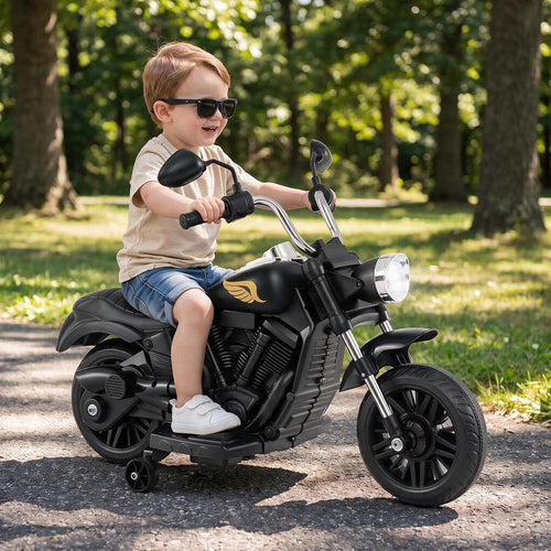 OLAKIDS 6V Kids Motorcycle, Electric Toddler Bike with Training Wheels Indoor Outdoor Ride on Toy