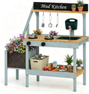 OLAKIDS Outdoor Wooden Mud Kitchen Toddler Montessori Backyard Pretend Toy Set