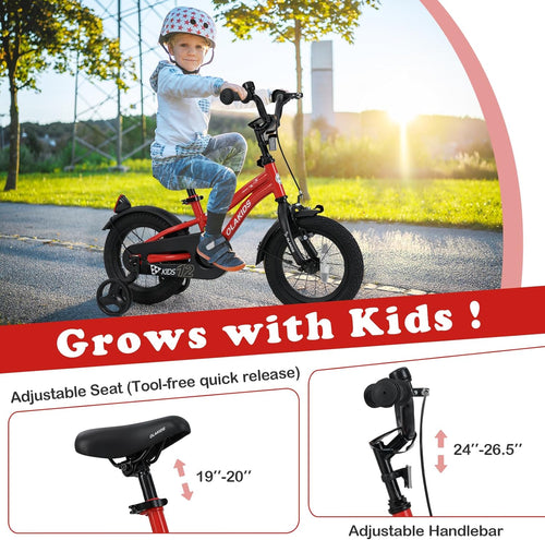 Olakids Kids Bike 12-18 Inch with Training Wheels, Dual Brakes, Adjustable Seat & Handlebar for Boys Girls
