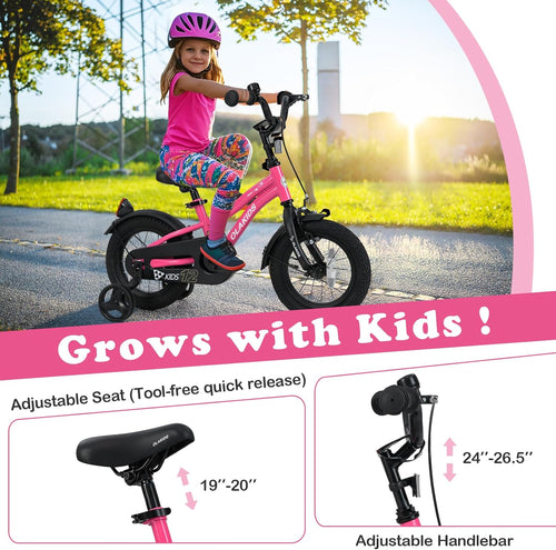 Olakids Kids Bike 12-18 Inch with Training Wheels, Dual Brakes, Adjustable Seat & Handlebar for Boys Girls