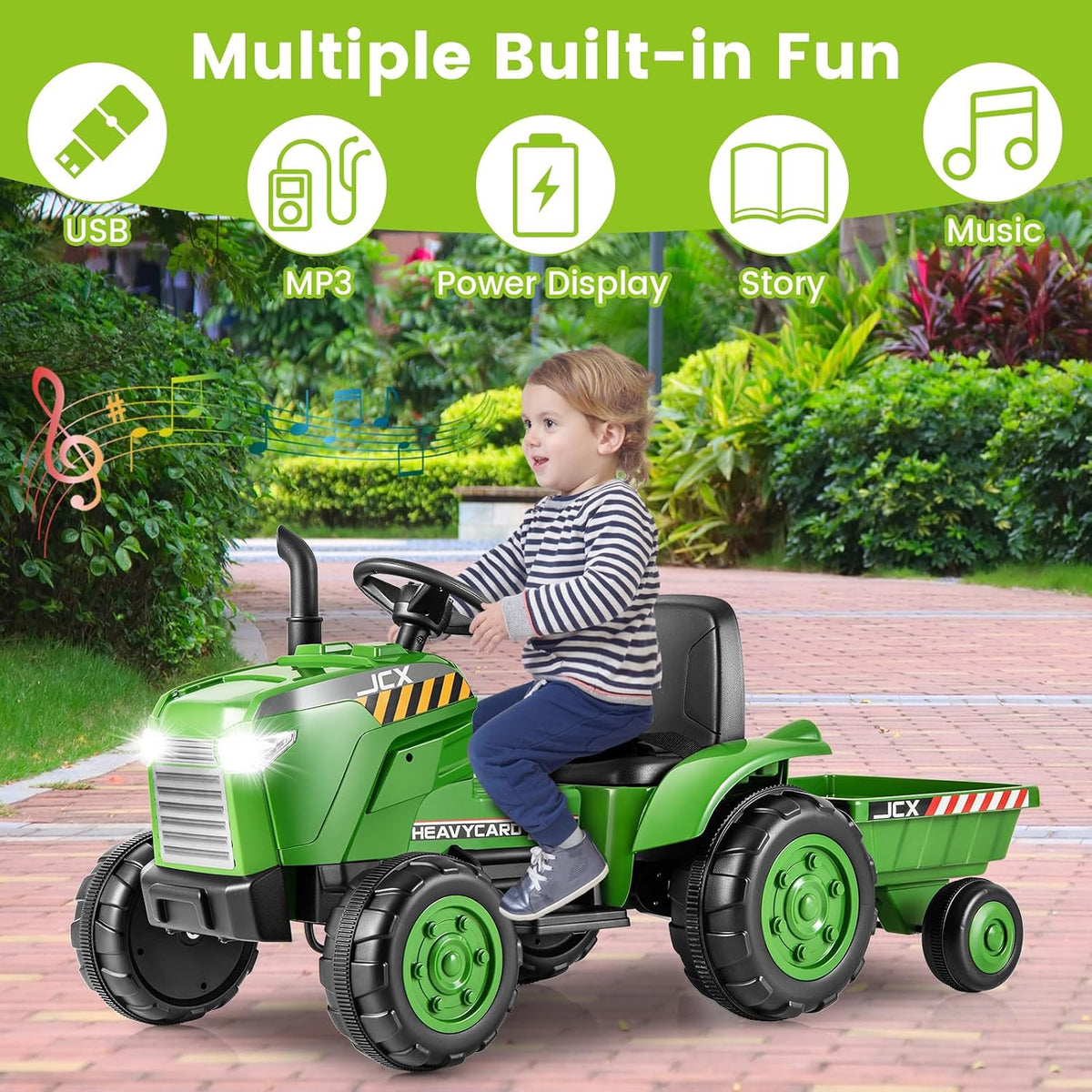 OLAKIDS 12V Kids Ride on Tractor, Battery Powered Motorized Electric Car for Boys Girls