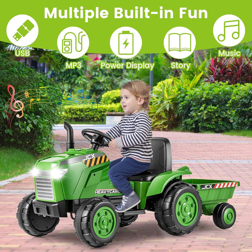 OLAKIDS 12V Kids Ride on Tractor, Battery Powered Motorized Electric Car for Boys Girls