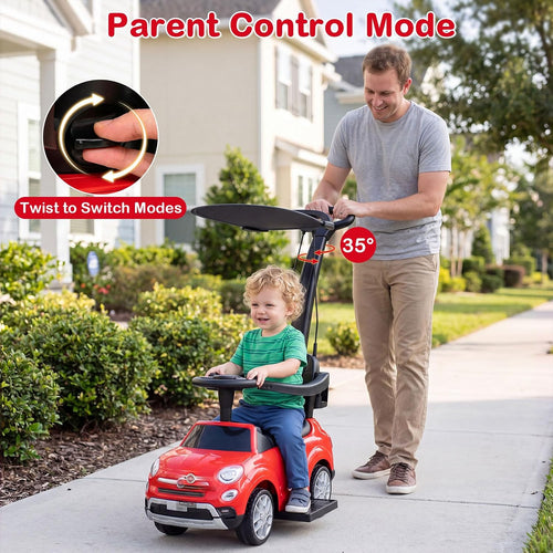 OLAKIDS Licensed Fiat 500X Push Car for Toddlers 4 in 1 Kids Ride on Toys