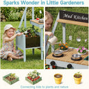 OLAKIDS Outdoor Wooden Mud Kitchen Toddler Montessori Backyard Pretend Toy Set