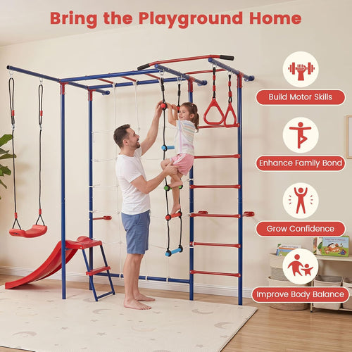 Olakids 8 in 1 Swedish Ladder, Kids Indoor Outdoor Jungle Gym Playground for Toddlers Adults