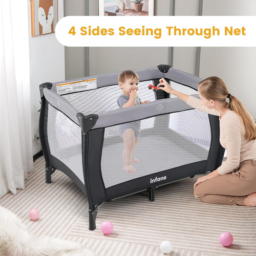 INFANS 4 in 1 Pack and Play, Portable Baby Kid Infant, Travel Playard with Bassinet