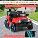 OLAKIDS 12V Ride On Truck, Battery Powered Electric Vehicle for Kids with Remote Control, Foldable Reflective Mirror, Spring Suspension, Music, LED Lights, Ride on Toy for 3+ Boys Girls