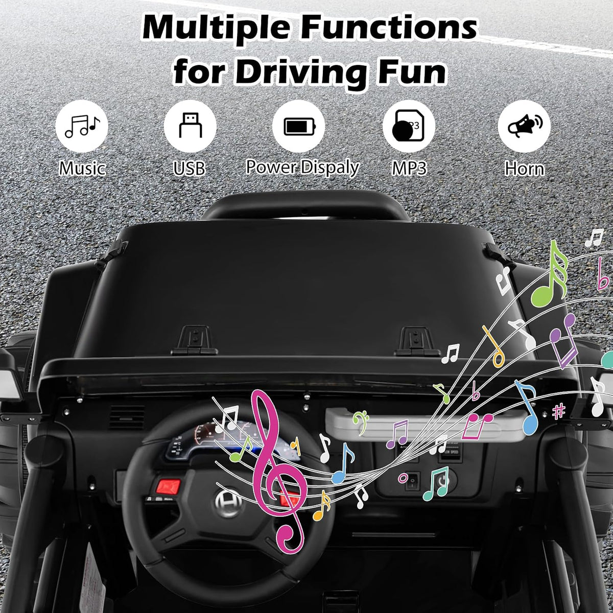 OLAKIDS 2 Seater Ride on Truck, 12V Battery Powered Electric Vehicle for Kids with Remote Control