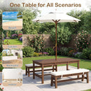 Olakids Kids Picnic Table, Outdoor Wooden Bench Set with Removable Cushions Adjustable Foldable Umbrella