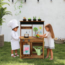 OLAKIDS Mud Kitchen, Outdoor Play Kitchen with Drawing Board, 4 Cups, Removable Sink, Storage, Cooking Accessories for Boys Girls Ages 3+