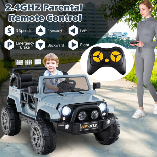 OLAKIDS 2 Seater Ride on Truck, 12V Battery Powered Electric Vehicle for Kids with Remote Control