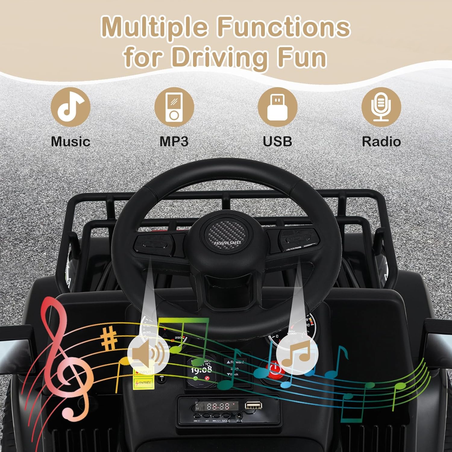 OLAKIDS Ride on Car for Toddlers, 6V Kids Jeep Truck Electric Vehicle Battery Powered ATV  Boys Girls 3-8 Years