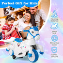 OLAKIDS 2 in 1 Ride on Motorcycle and Horse, Unicorn 6V Battery Powered Ride on Toy  Aged 3-6 Years
