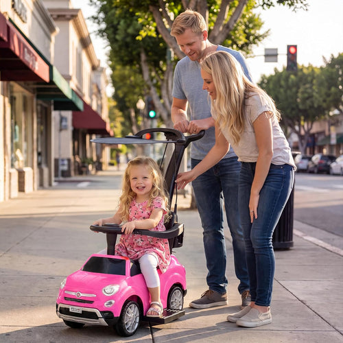 OLAKIDS Licensed Fiat 500X Push Car for Toddlers 4 in 1 Kids Ride on Toys