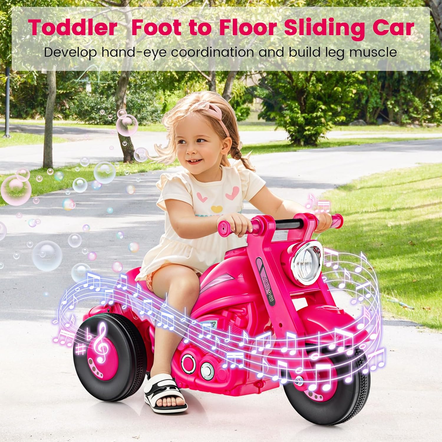 OLAKIDS Ride on Push Car, Foot-to-Floor Sliding Car for Toddlers Kids Motorcycle for Boys Girls Aged 3-5 Years