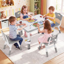 Olakids Kids Table and 4 Chairs Set, Height Adjustable Children Activity Desk for Learning Dining Arts Crafts