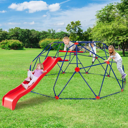 Olakids Climbing Dome with Slide, Kids Outdoor Jungle Gym Geometric Dome Climber
